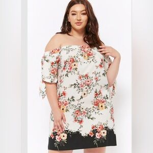 Plus size floral off the shoulder mini dress